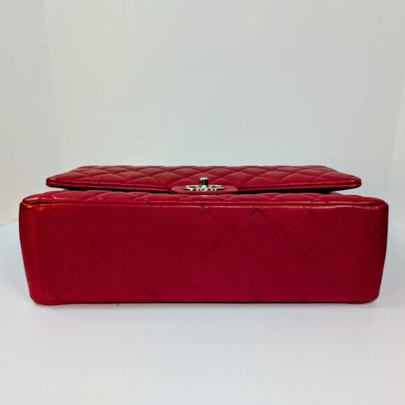 Chanel Rare 2013 17b Red Quilted Classic Jumbo Lambskin Double Flap Bag - Picture 11 of 16
